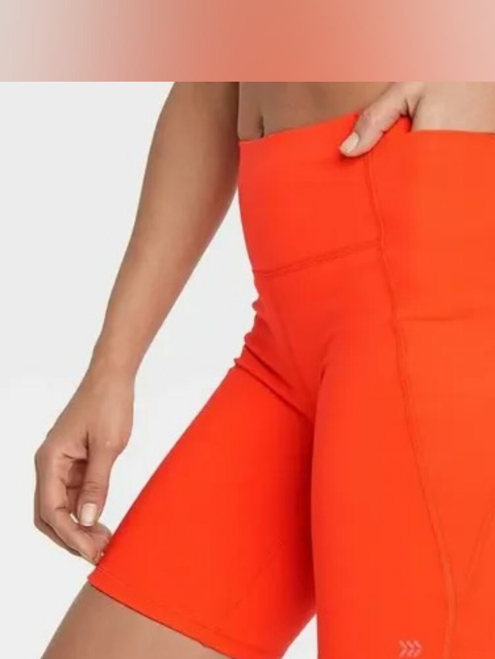 All In Motion High-Waist Orange Bike Shorts With Pockets - Women Size Medium
